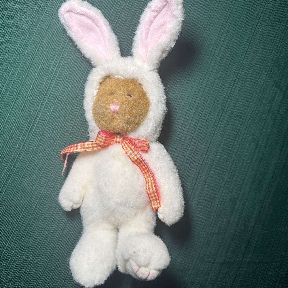 Boyds by‎ Enesco Plush Teddy Bear in White Bunny Costume Easter 2011 Gingham Bow